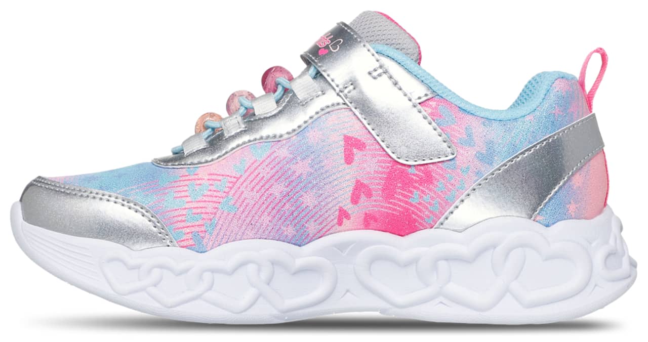 Skechers Infinite Heart Lights Sneaker Silver 2.5 New