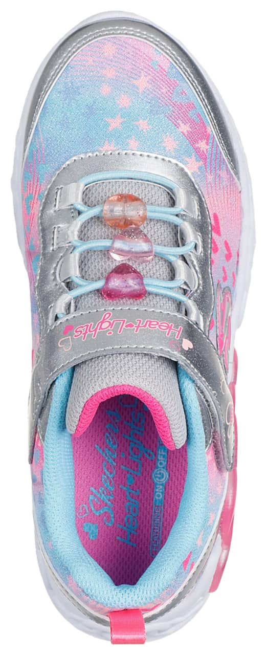 Skechers Infinite Heart Lights Sneaker Silver 2.5 New