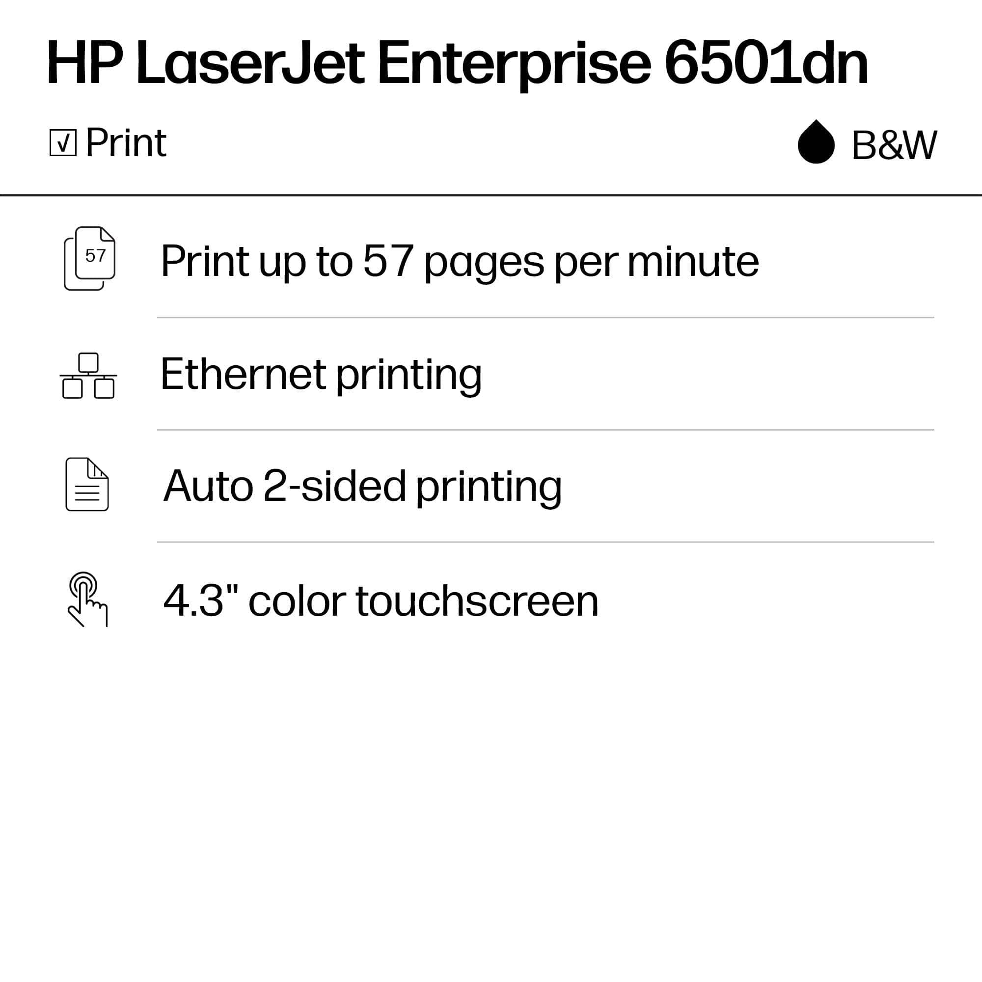 HP LaserJet Enterprise 6501dn Printers New