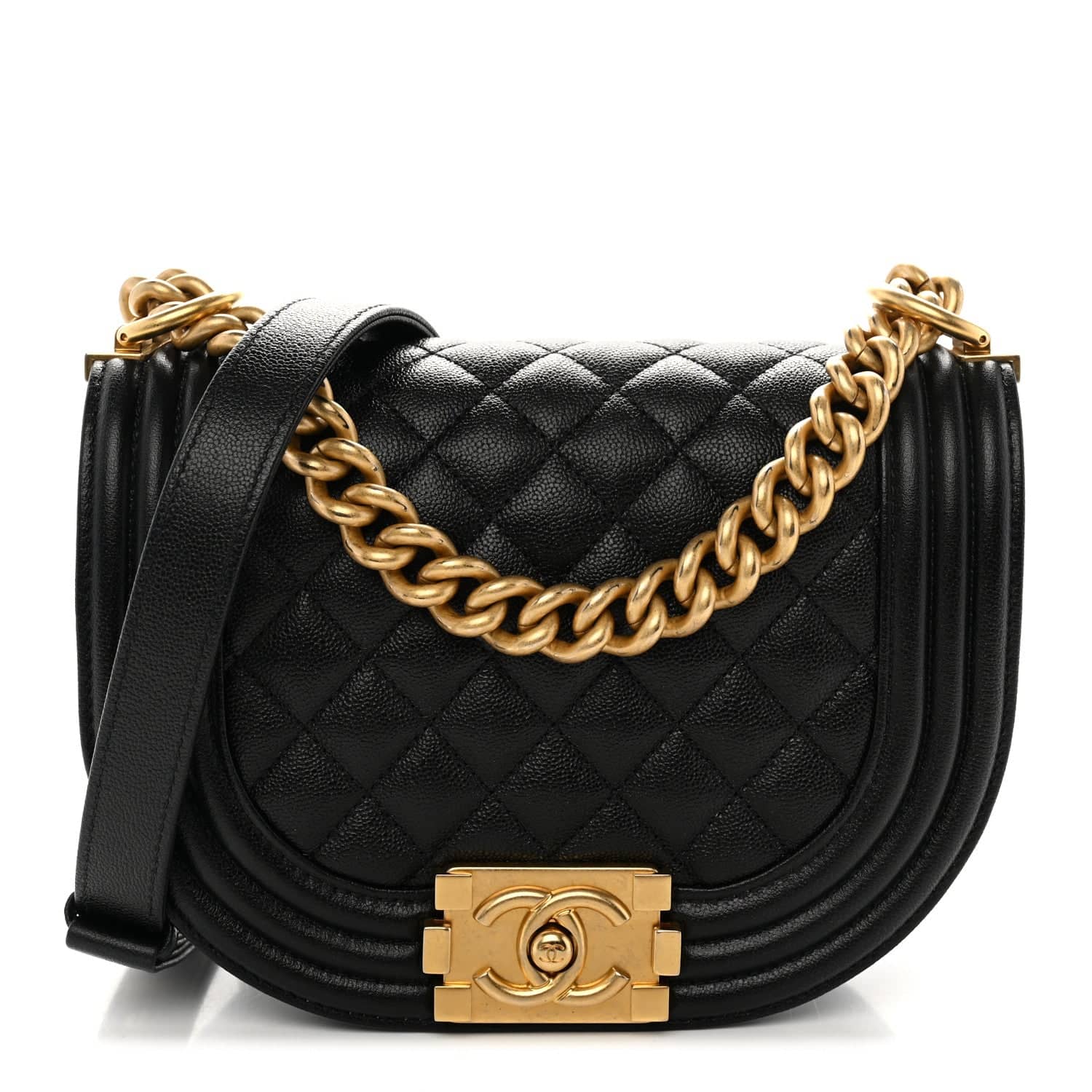 Chanel Boy Messenger Bag Women's bags Navy Small Quilted Lambskin Gold New