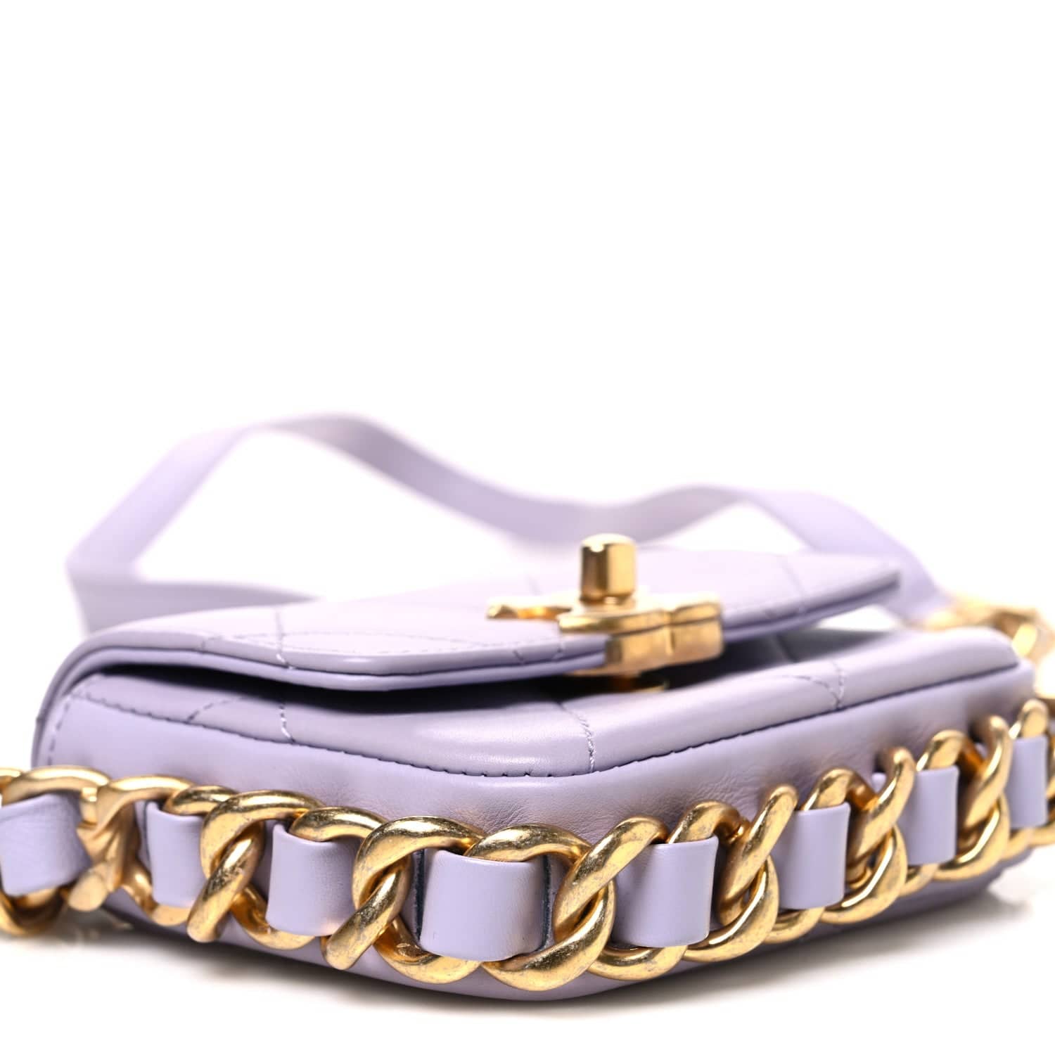 Chanel Framing Chain Bag Women's bags Purple Mini Calfskin Quilted Used - Like New