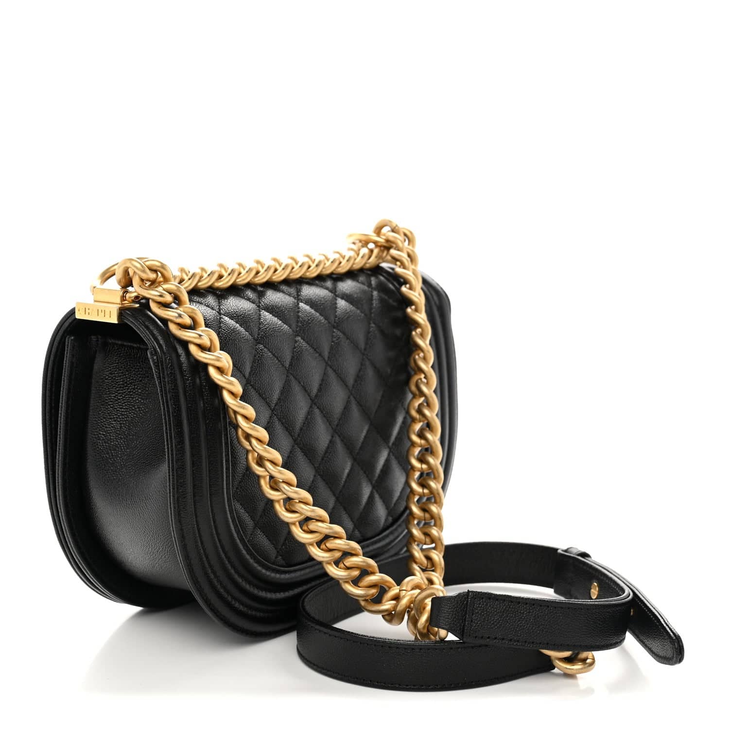 Chanel Boy Messenger Bag Women's bags Navy Small Quilted Lambskin Gold New