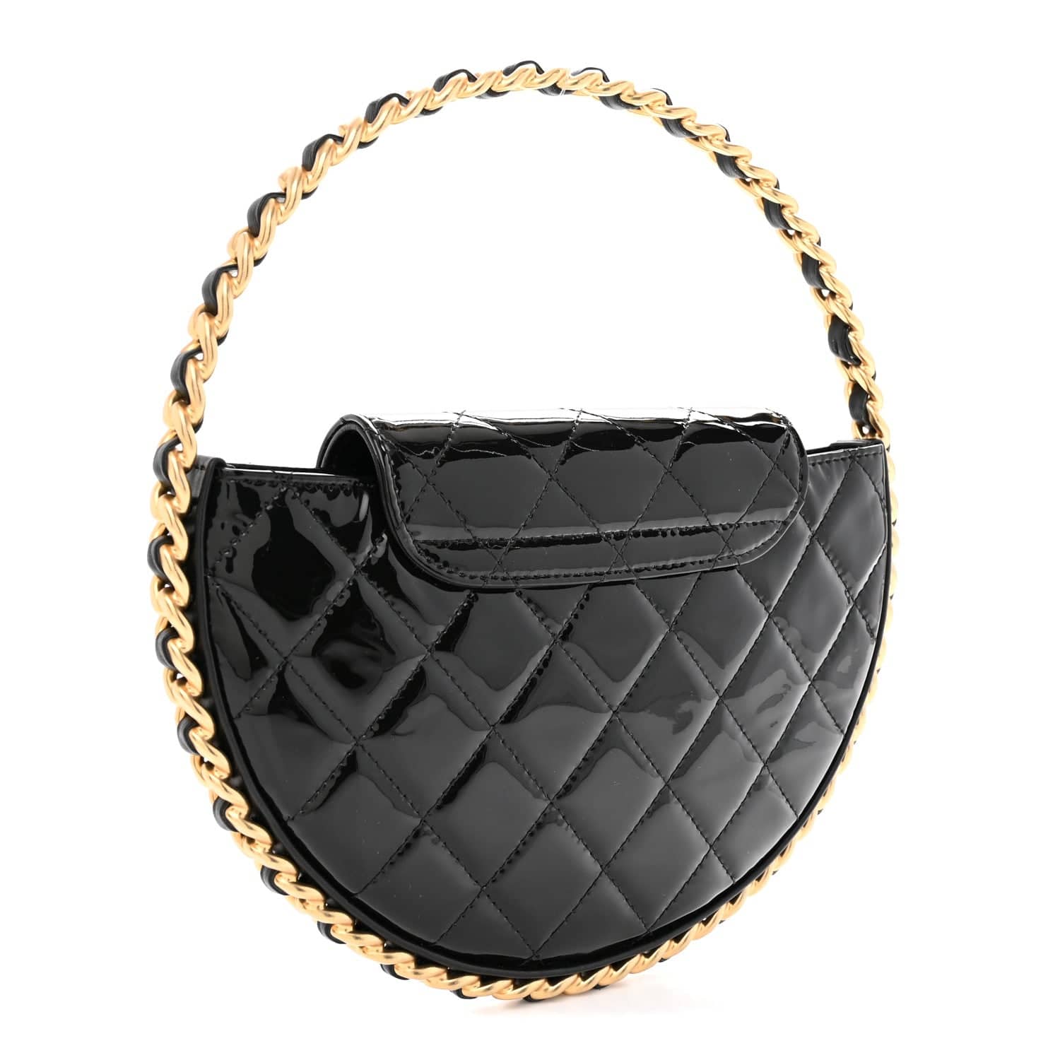 Chanel Chain Hoop Bag Women's bags Black Calfskin Quilted Used - Like New