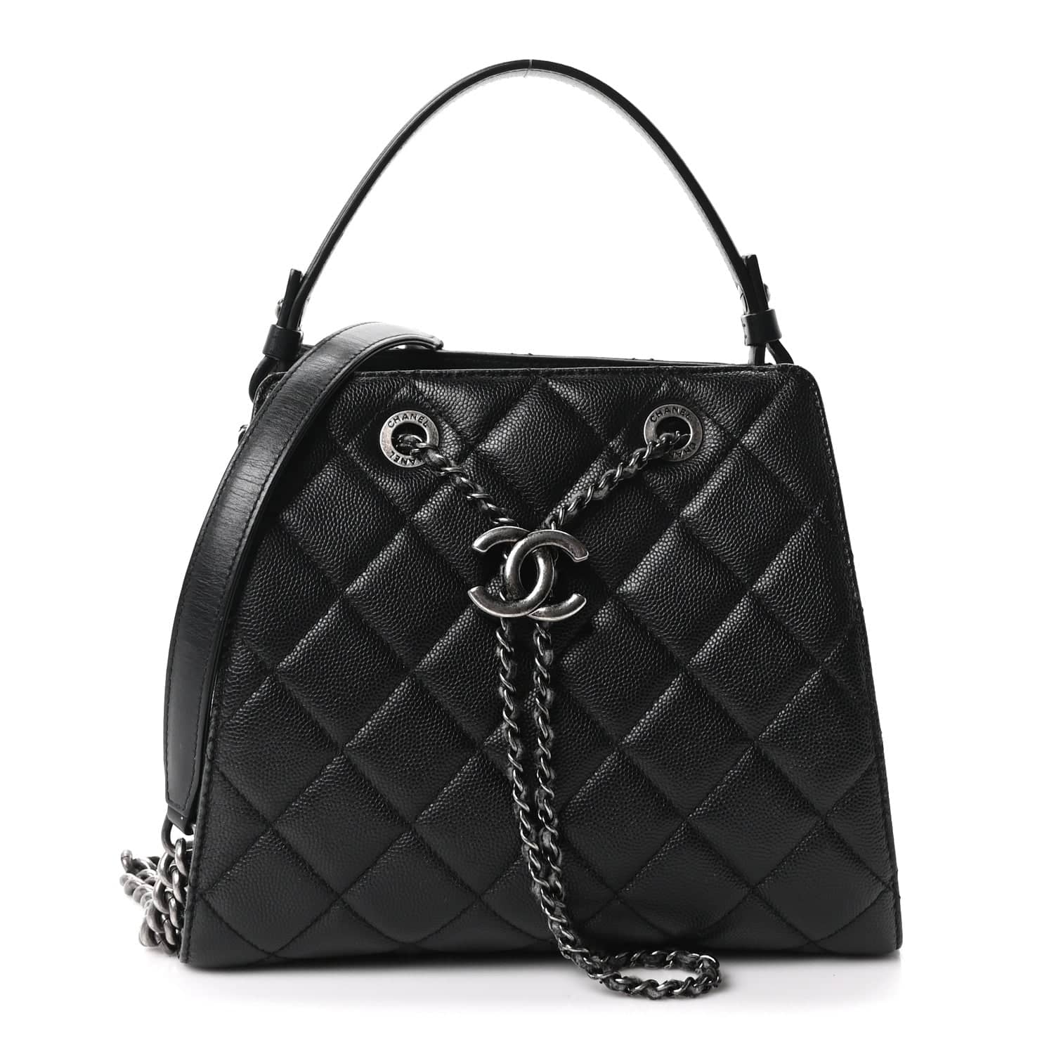 Chanel CC Bucket Bag Women's bags Black Small Quilted Used - Very Good