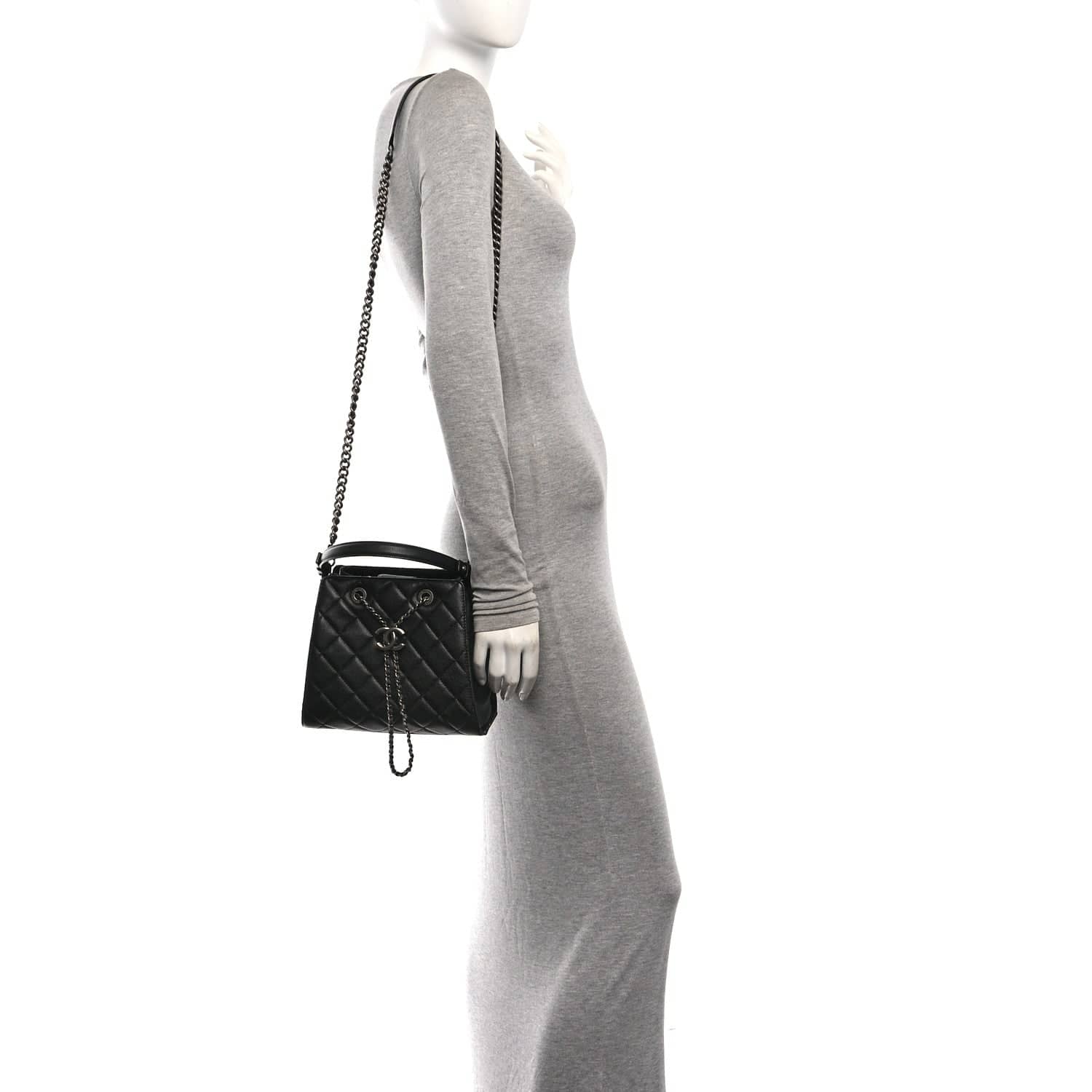 Chanel CC Bucket Bag Women's bags Black Small Quilted Used - Very Good