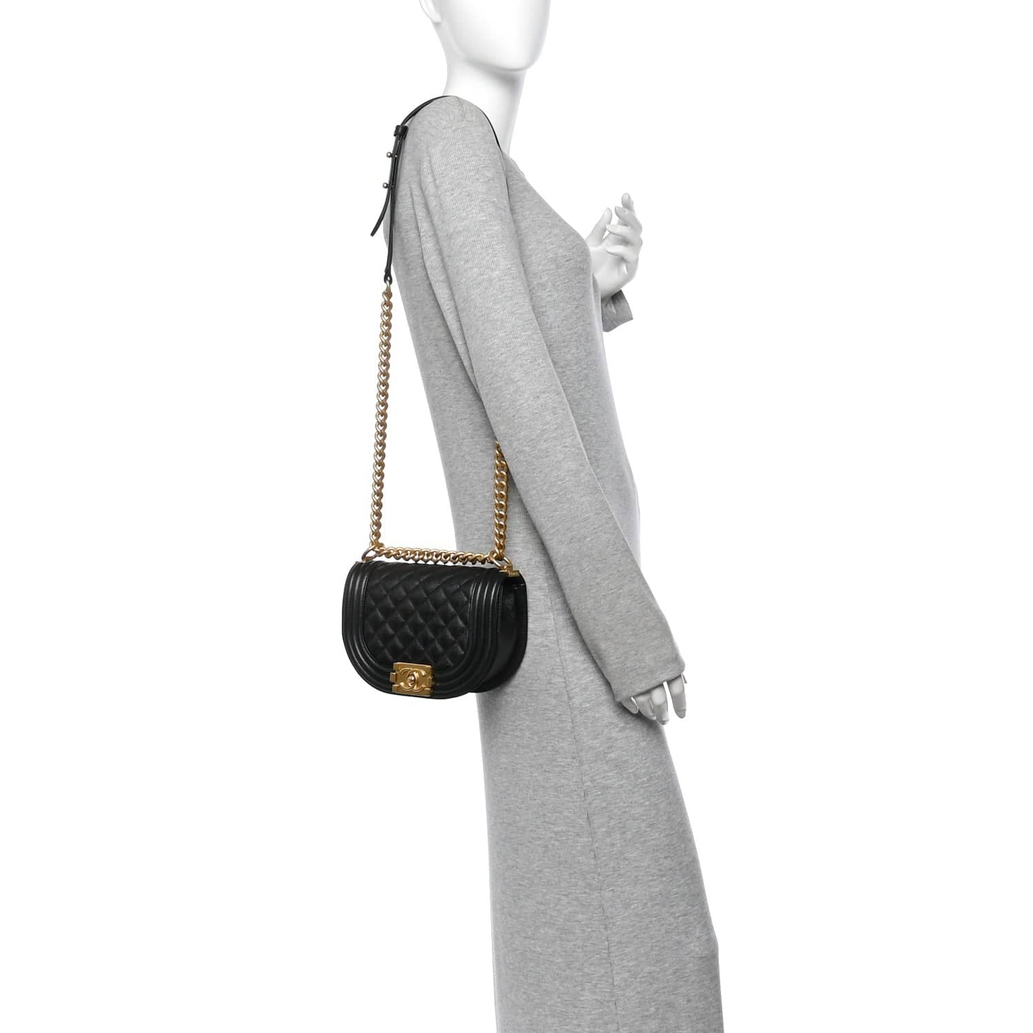 Chanel Boy Messenger Bag Women's bags Navy Small Quilted Lambskin Gold New