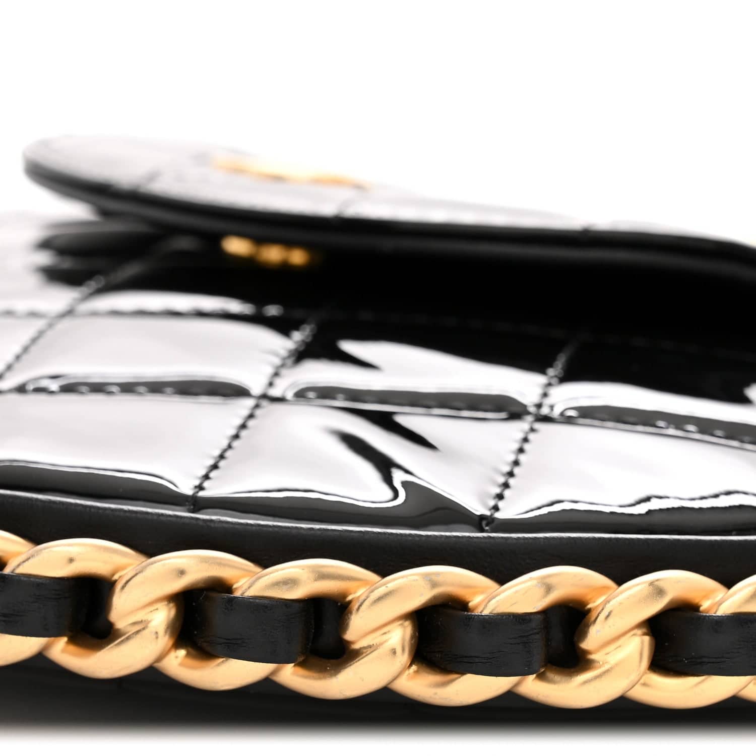 Chanel Chain Hoop Bag Women's bags Black Calfskin Quilted Used - Like New