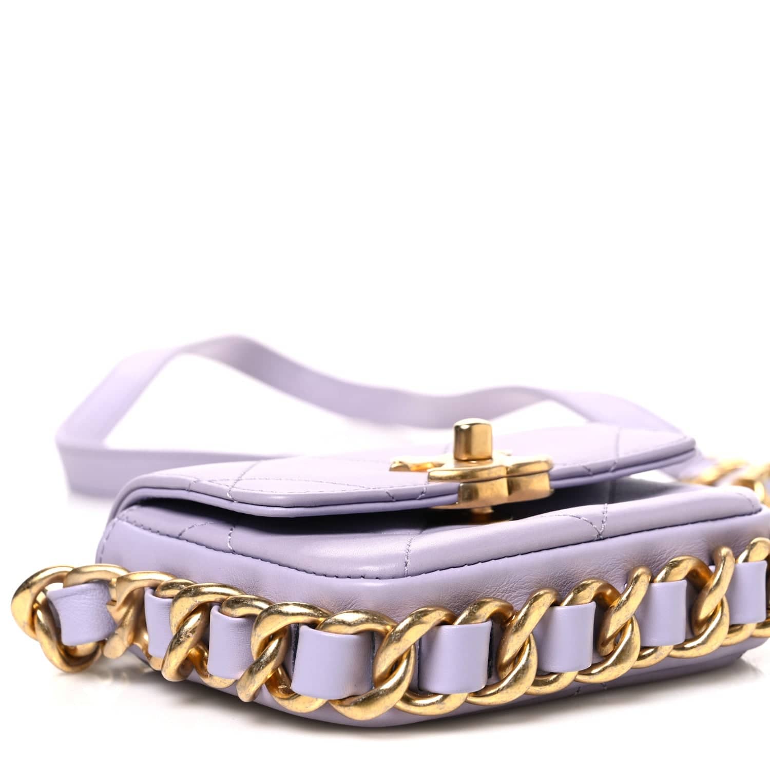 Chanel Framing Chain Bag Women's bags Purple Mini Calfskin Quilted Used - Like New