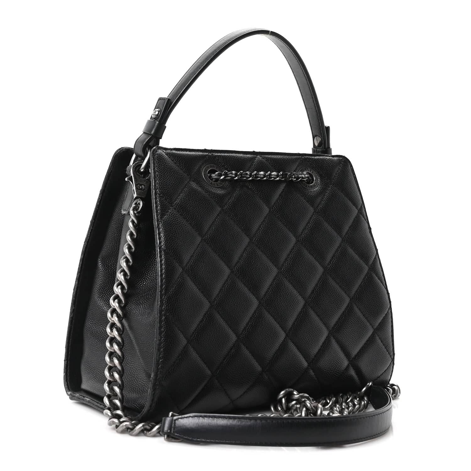 Chanel CC Bucket Bag Women's bags Black Small Quilted Used - Very Good