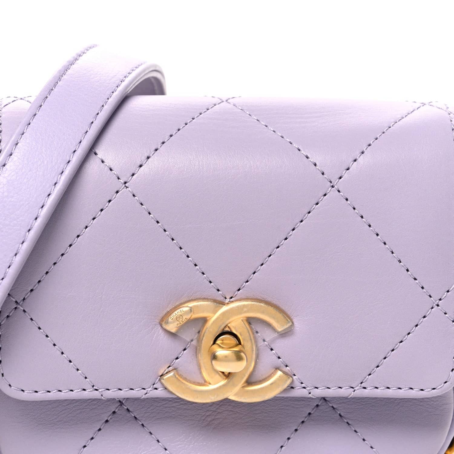 Chanel Framing Chain Bag Women's bags Purple Mini Calfskin Quilted Used - Like New