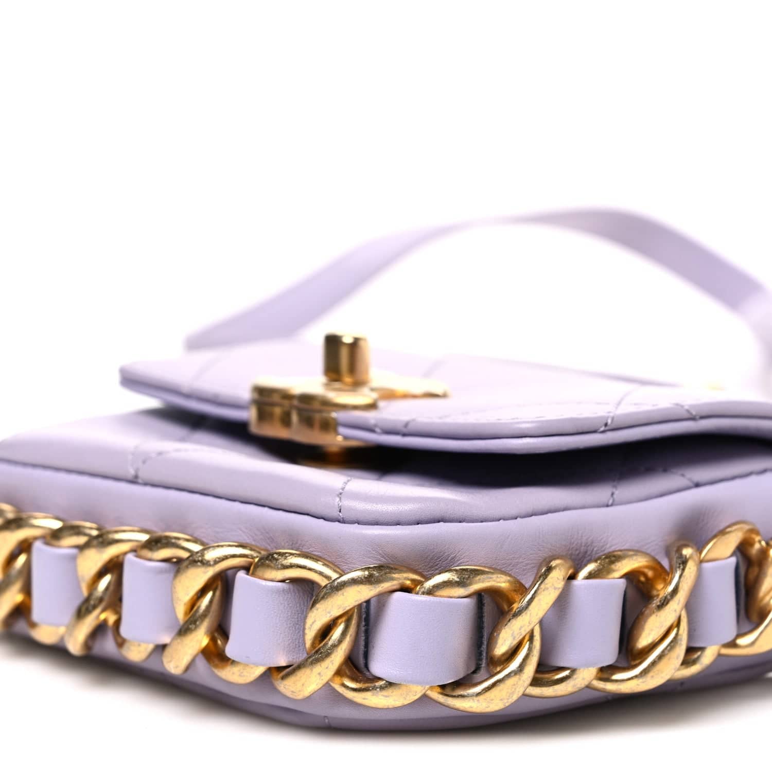 Chanel Framing Chain Bag Women's bags Purple Mini Calfskin Quilted Used - Like New
