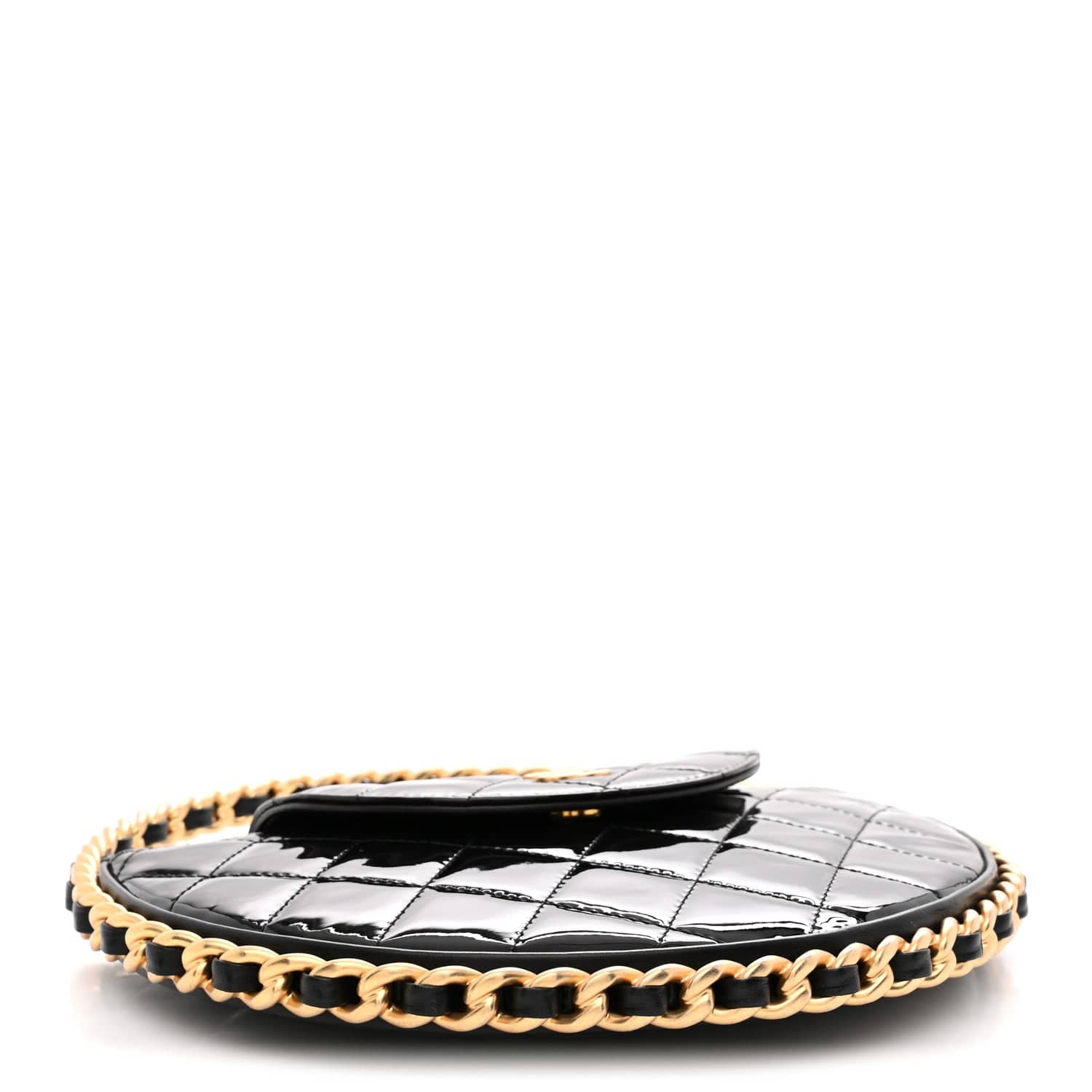 Chanel Chain Hoop Bag Women's bags Black Calfskin Quilted Used - Like New