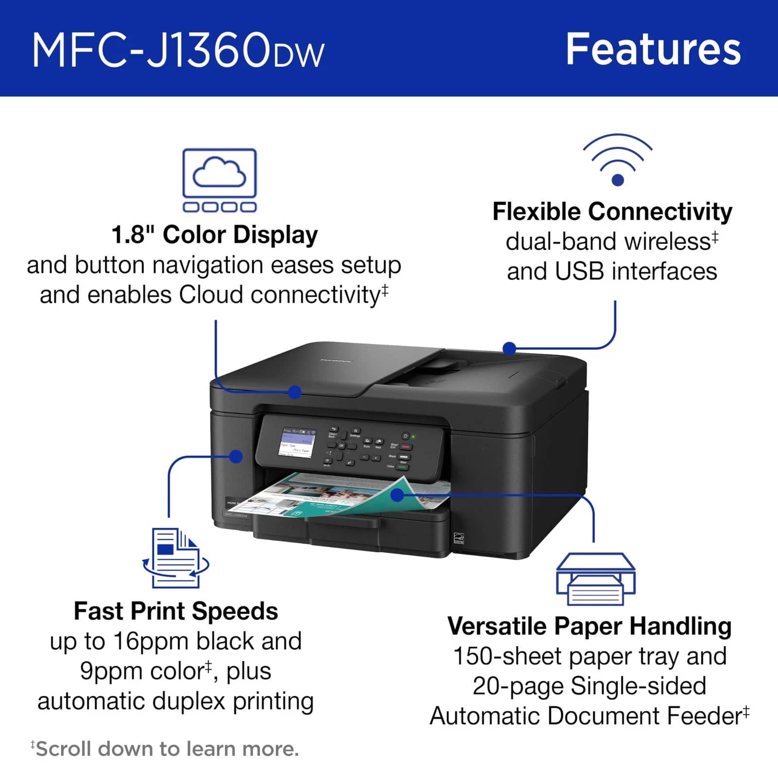Brother MFC-J1360DW Printers Black New