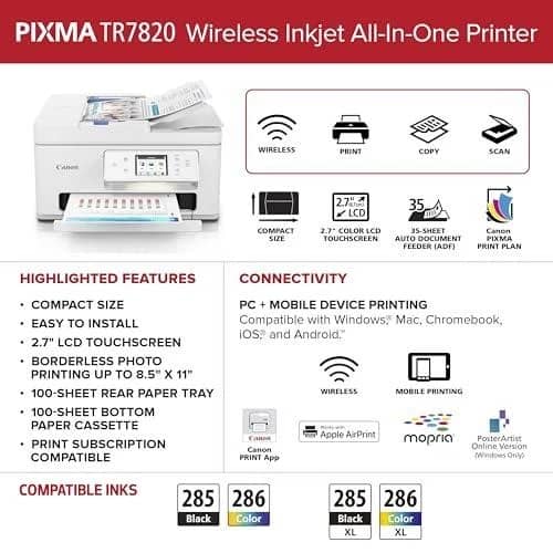 Canon PIXMA TR7820 Wireless Home Printers New