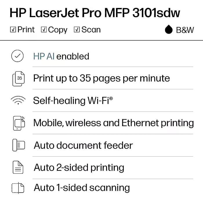 HP 3101sdw Printers Used - Good