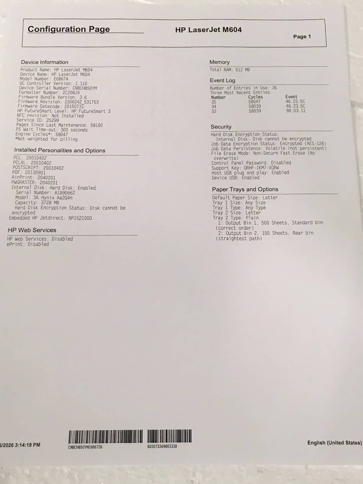 HP M604 Printers Used - Good