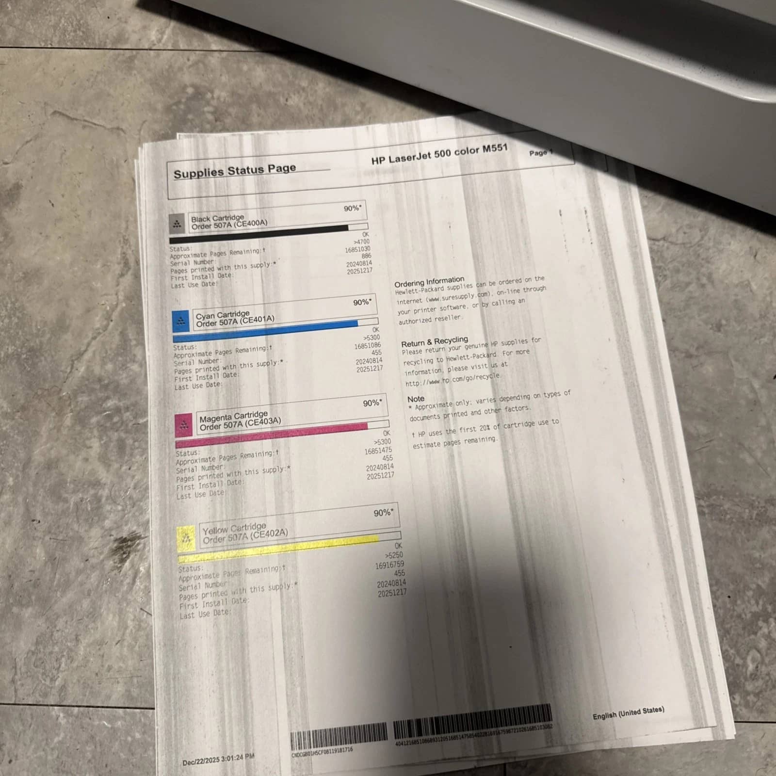 HP M551 Printers New