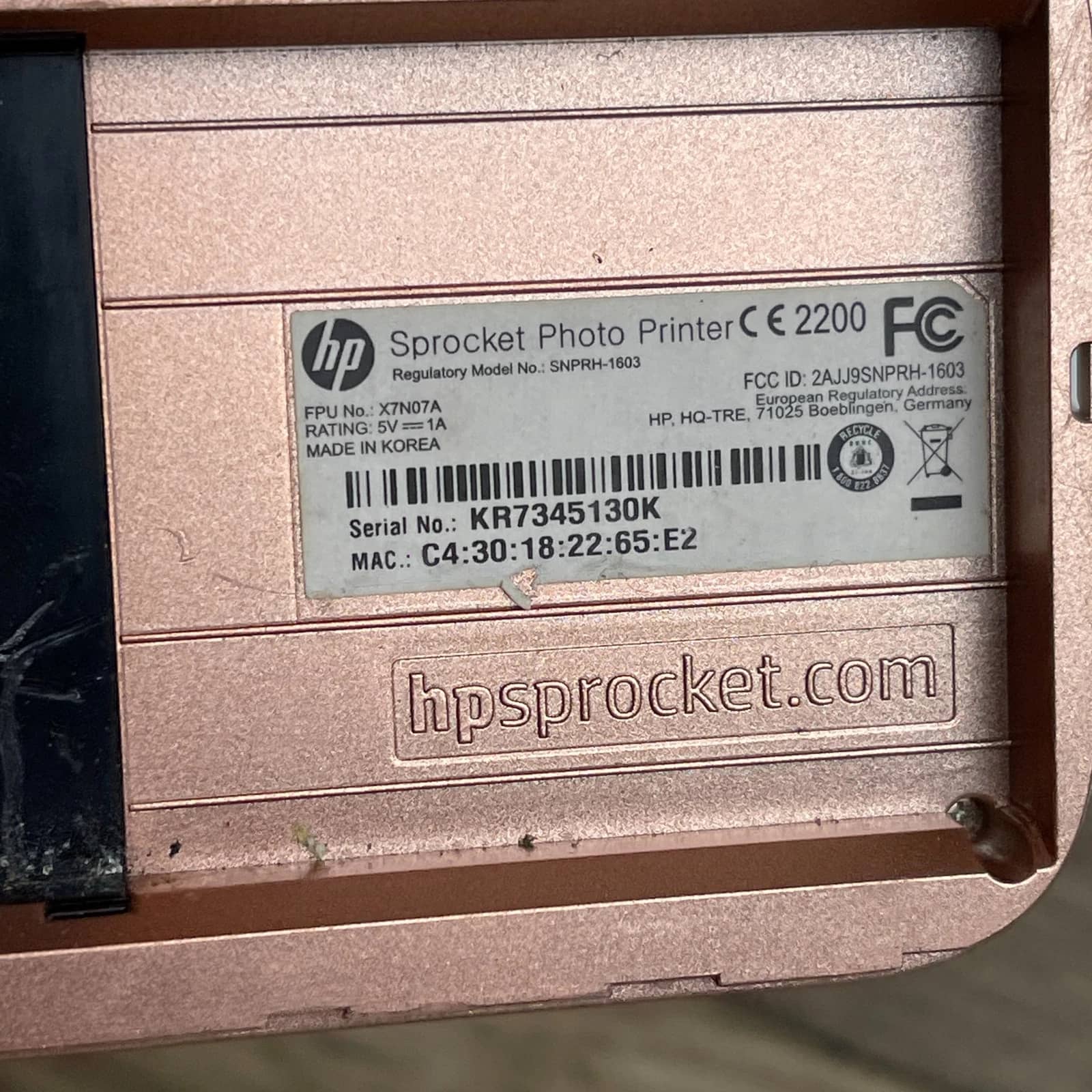 HP Sprocket X7N07A Printers For parts or not working
