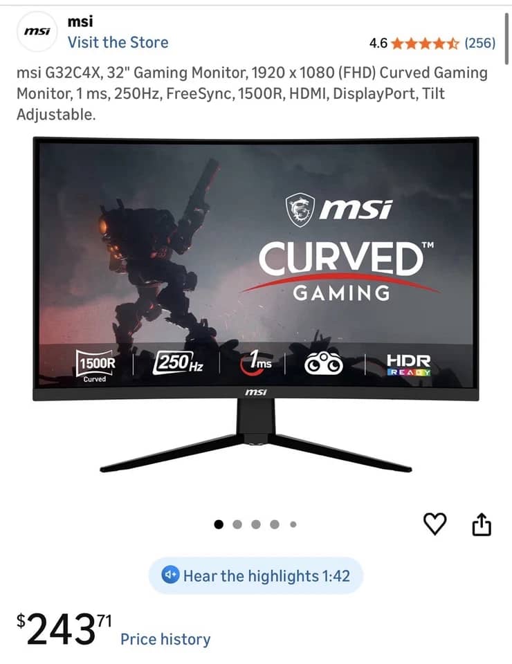 MSI G32C4X Monitors