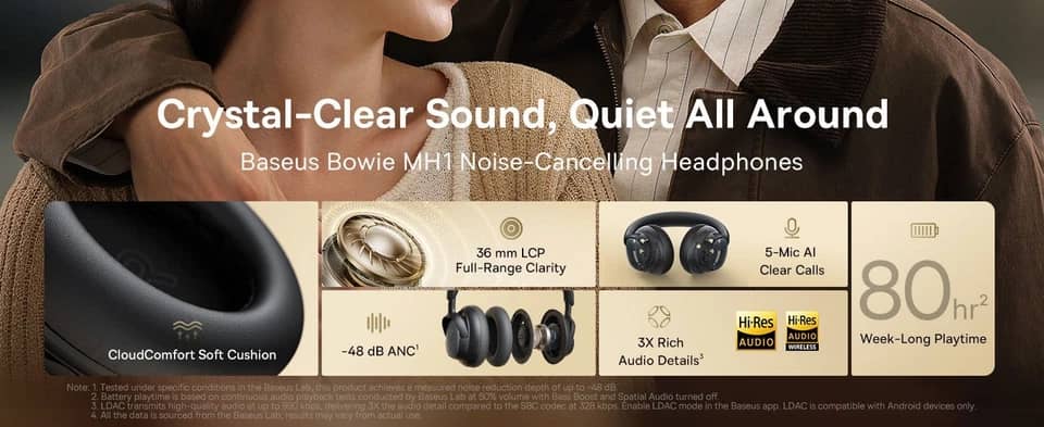 Baseus Bowie MH1 Headphones & Earbuds Black New