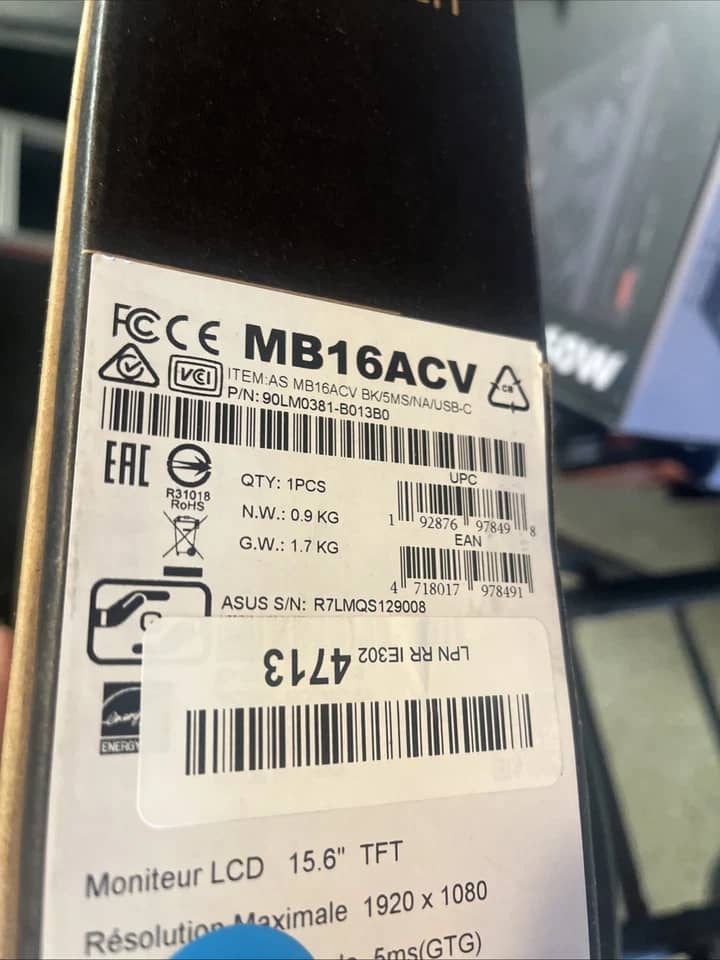 ASUS MB16ACV Monitors
