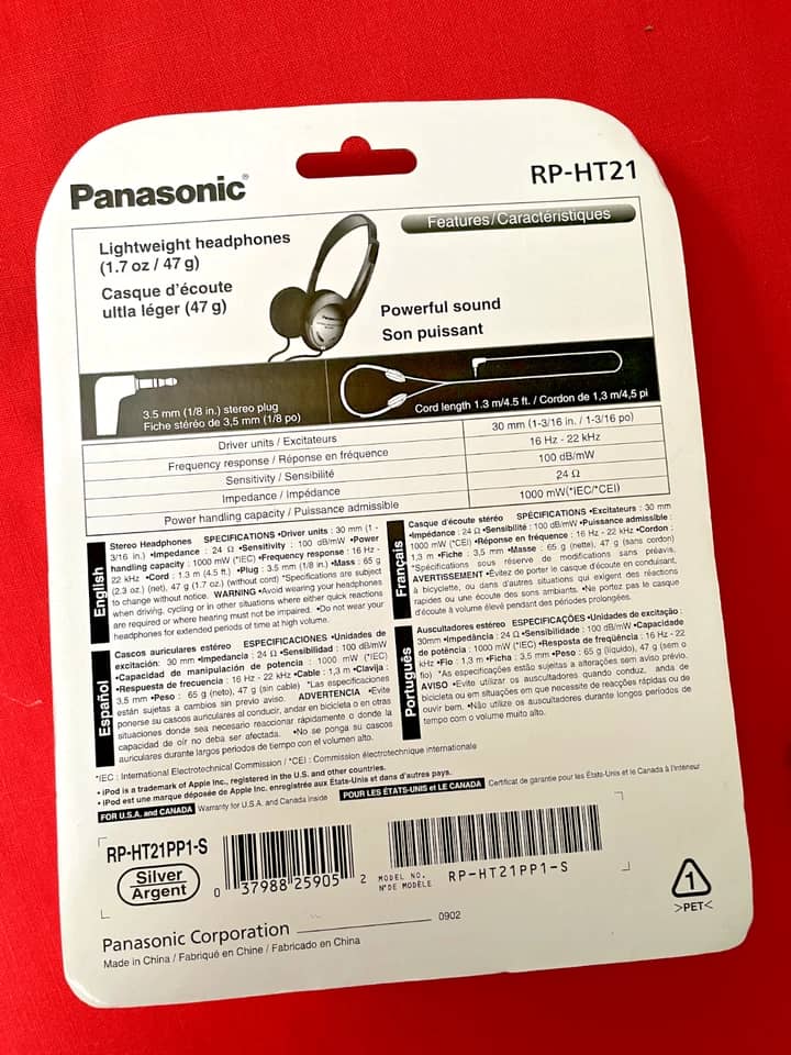 Panasonic RP-HT21 Headphones & Earbuds Black New