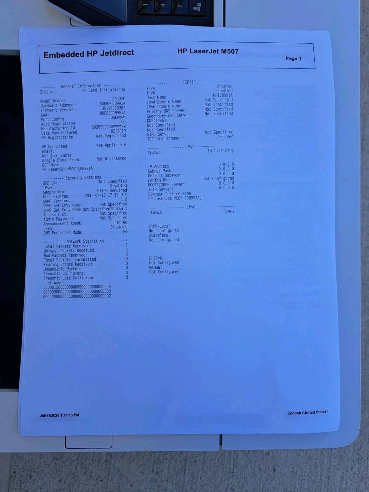 HP LaserJet M507 Printers Used - Good