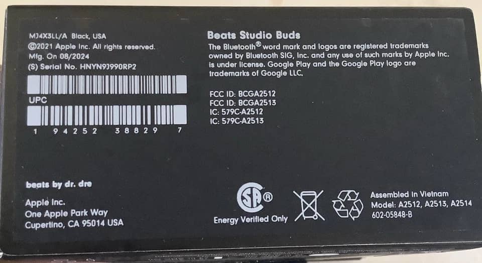Beats Studio Buds Wireless ANC Headphones & Earbuds Black New