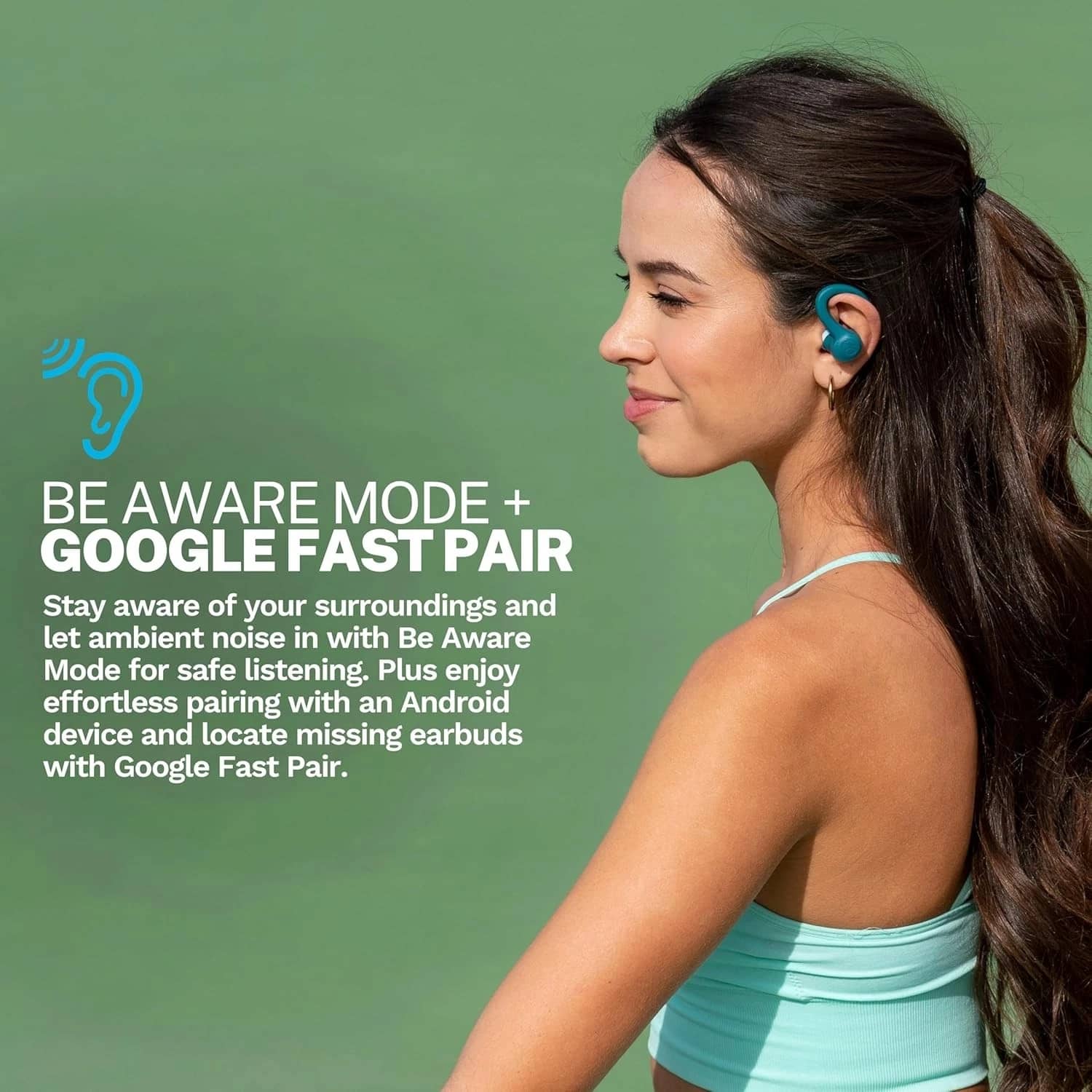 JLab EBGAIRSPRTRTEL124 Headphones & Earbuds Teal New