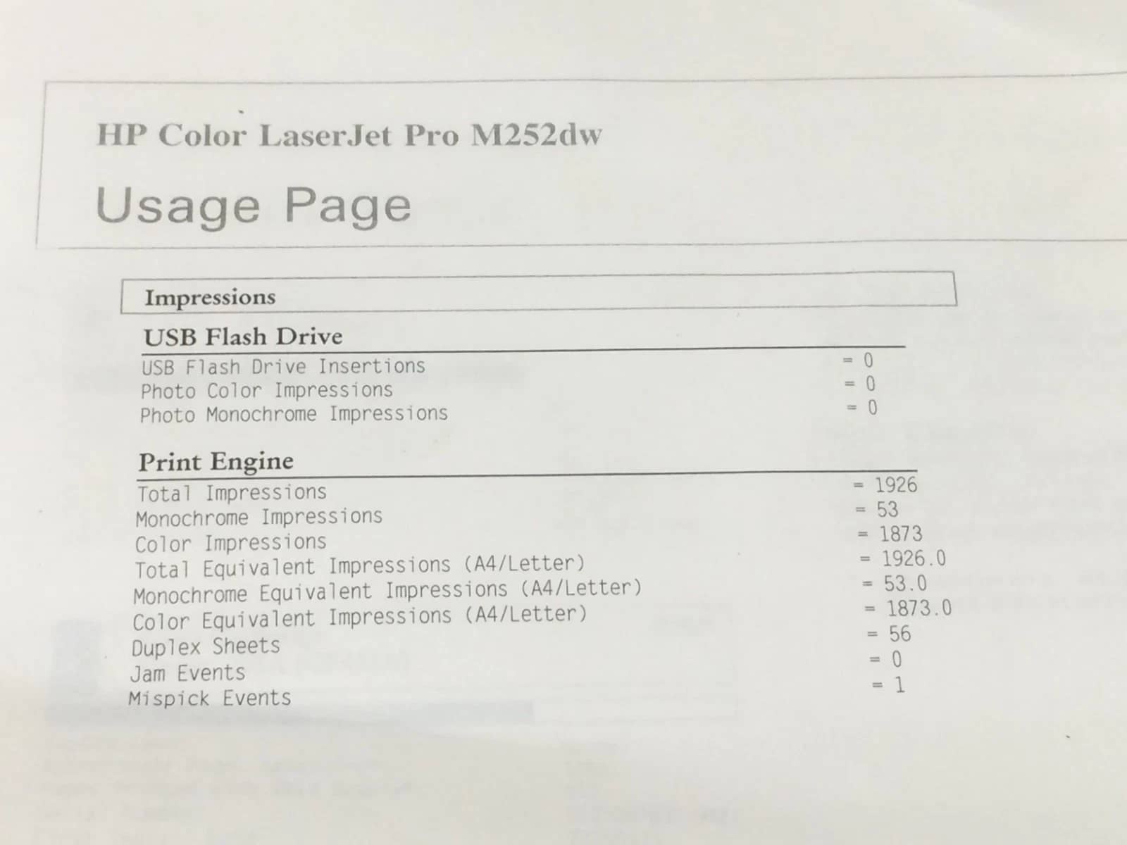 HP LaserJet Pro M252dw Printers Used - Good