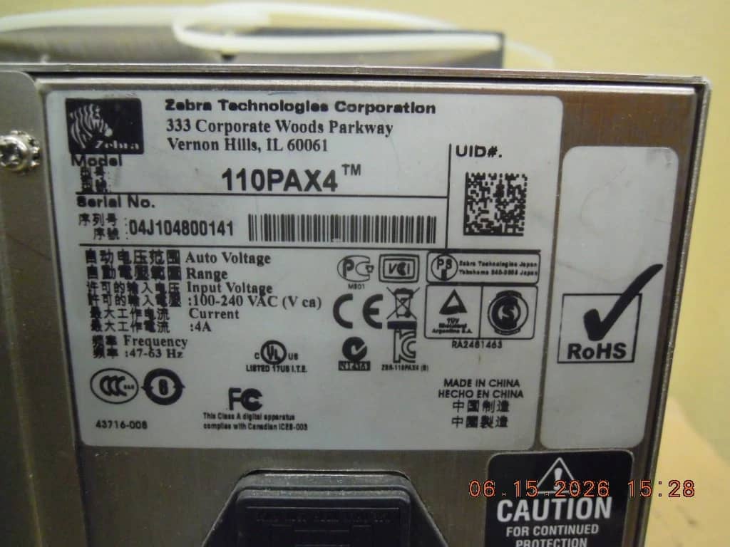 Zebra 110PAX4 Printers Used - Good