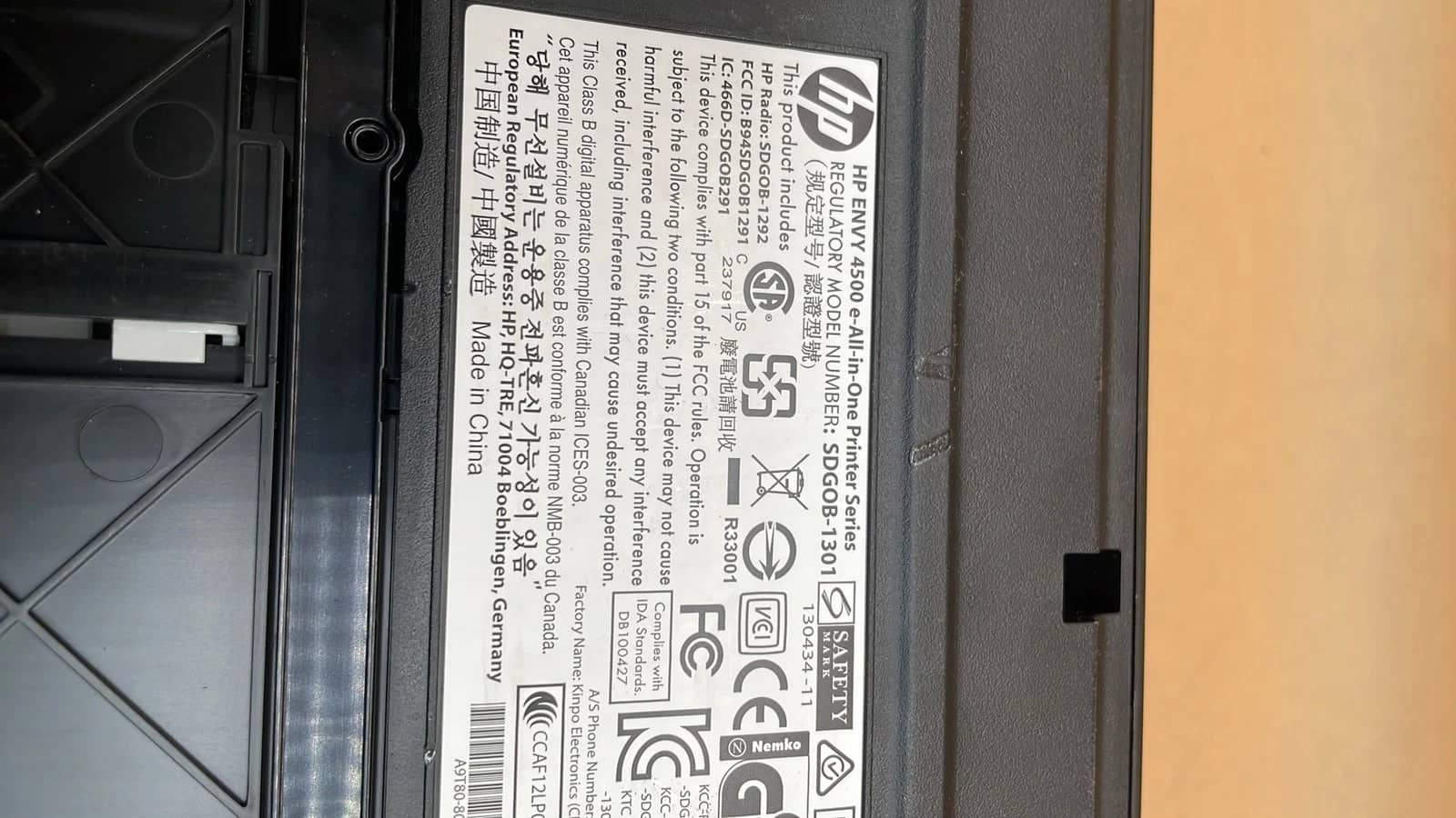 HP Envy 4500 SDGOB-1301 Printers Used - Good