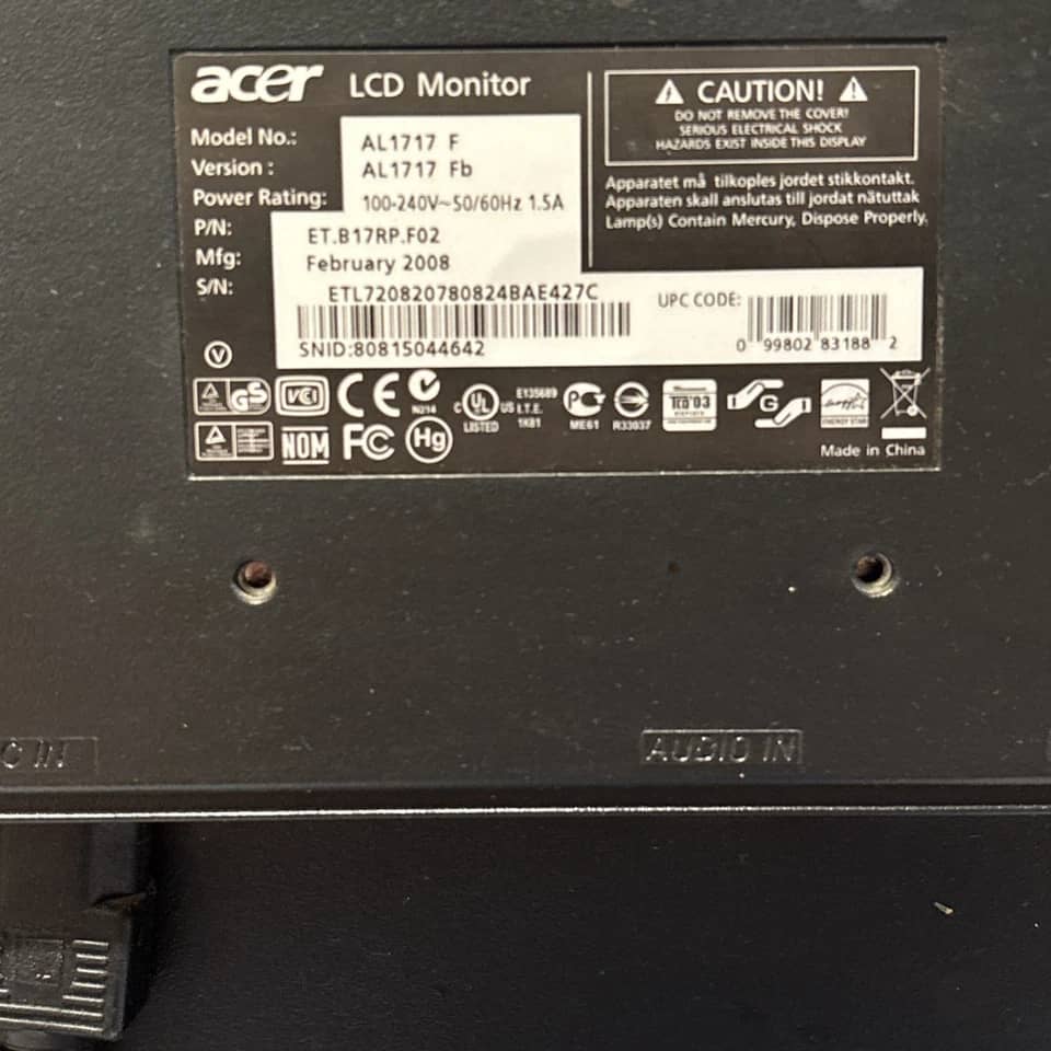 Acer AL1717F Monitors