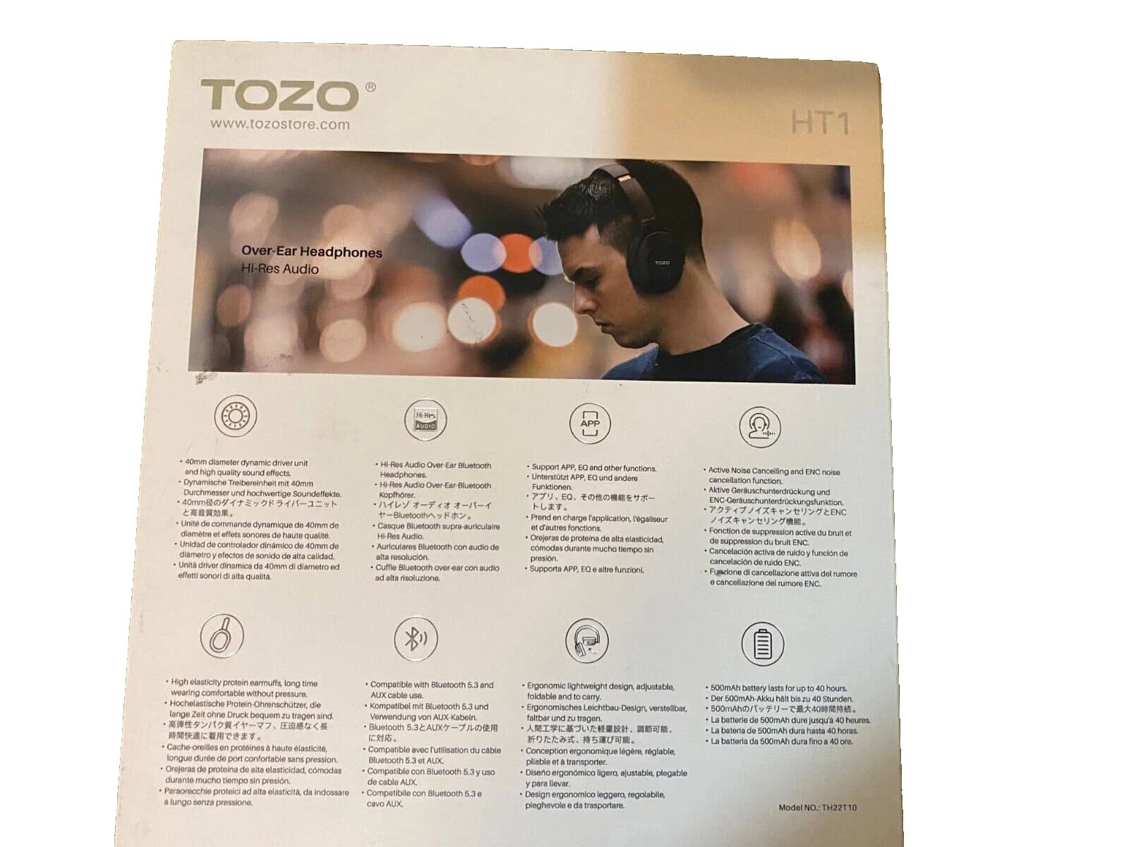 TOZO HT1 Headphones & Earbuds Black New