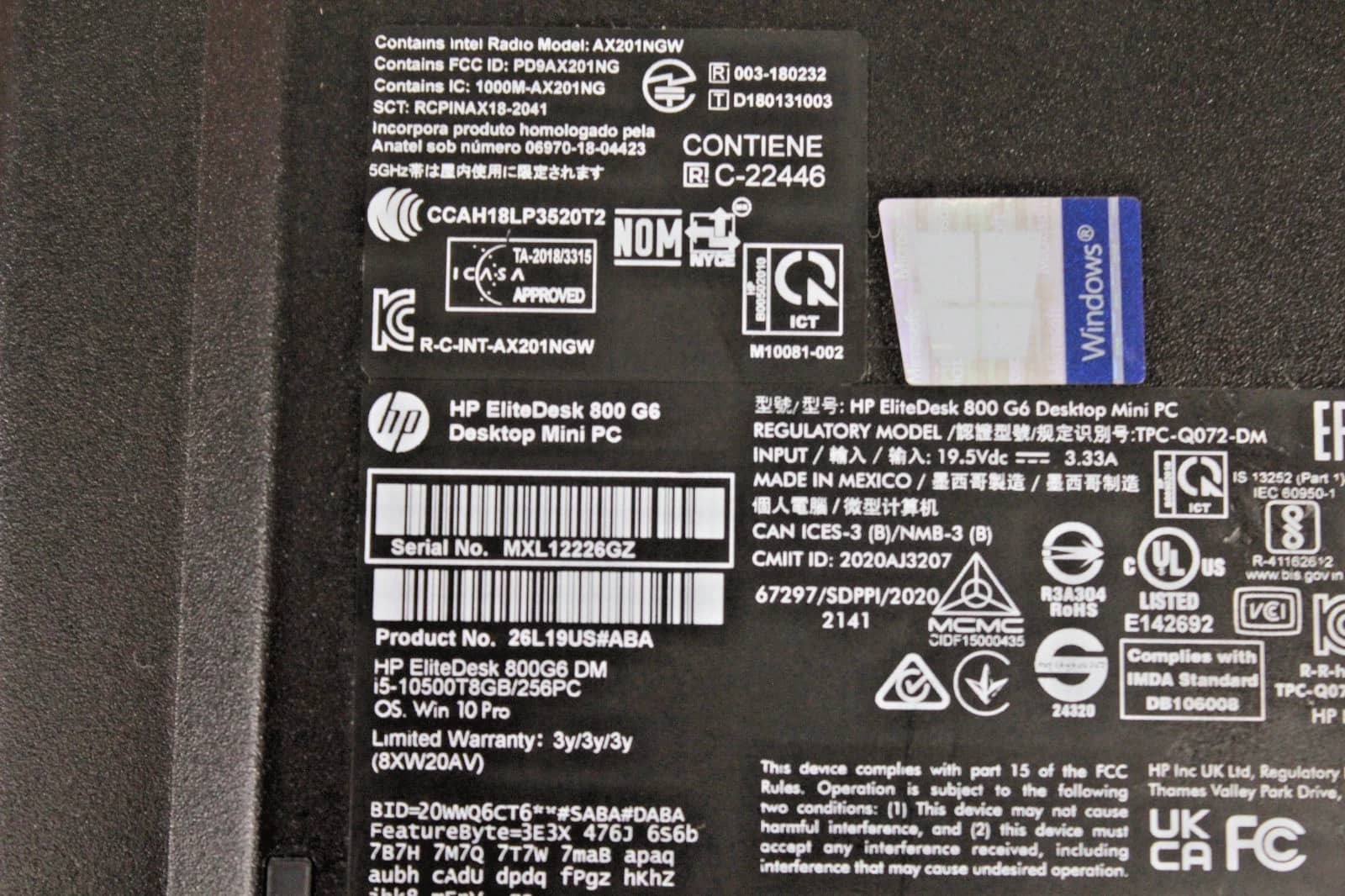 HP EliteDesk 800 G6 Mini Computers 256GB 8GB Refurbished - Excellent