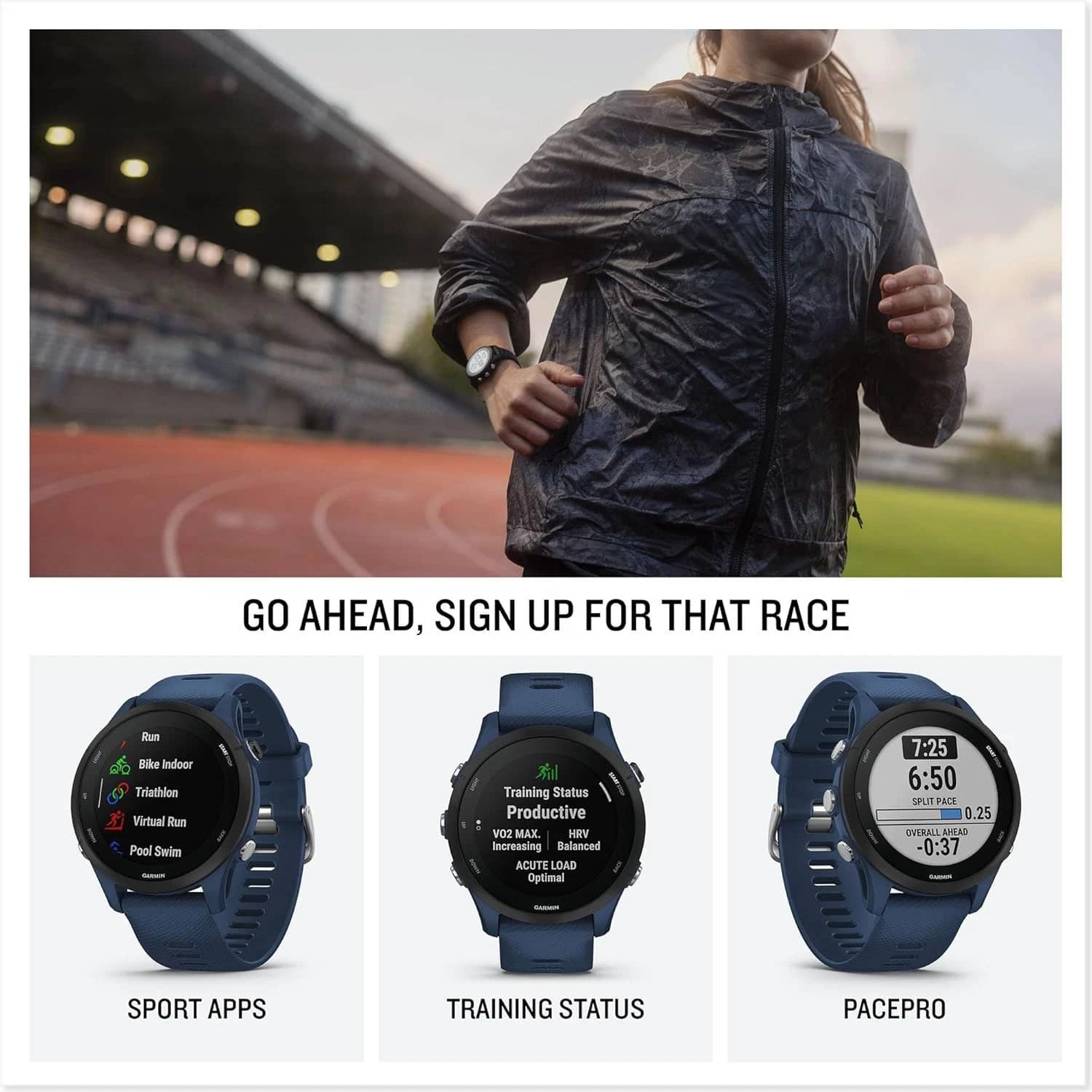 Garmin Forerunner 255 Smartwatches Blue 46mm New