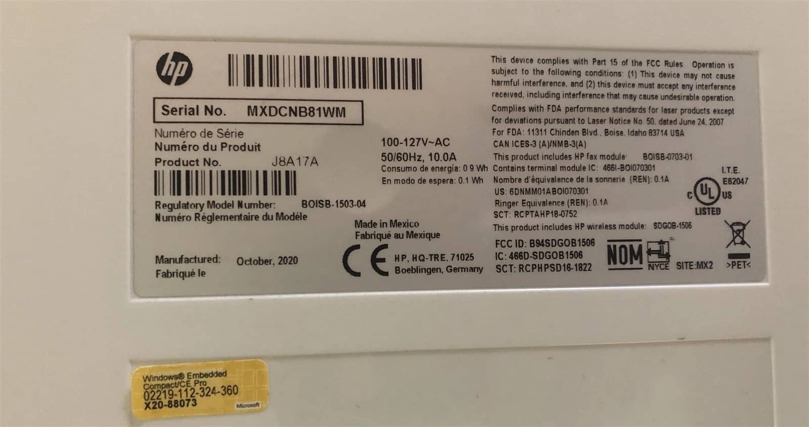 HP Color LaserJet Enterprise FlowMFP M682 (J8A17A) Printers Used - Good
