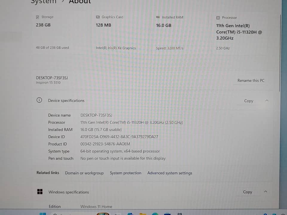 Dell Inspiron 15 5510 Computers