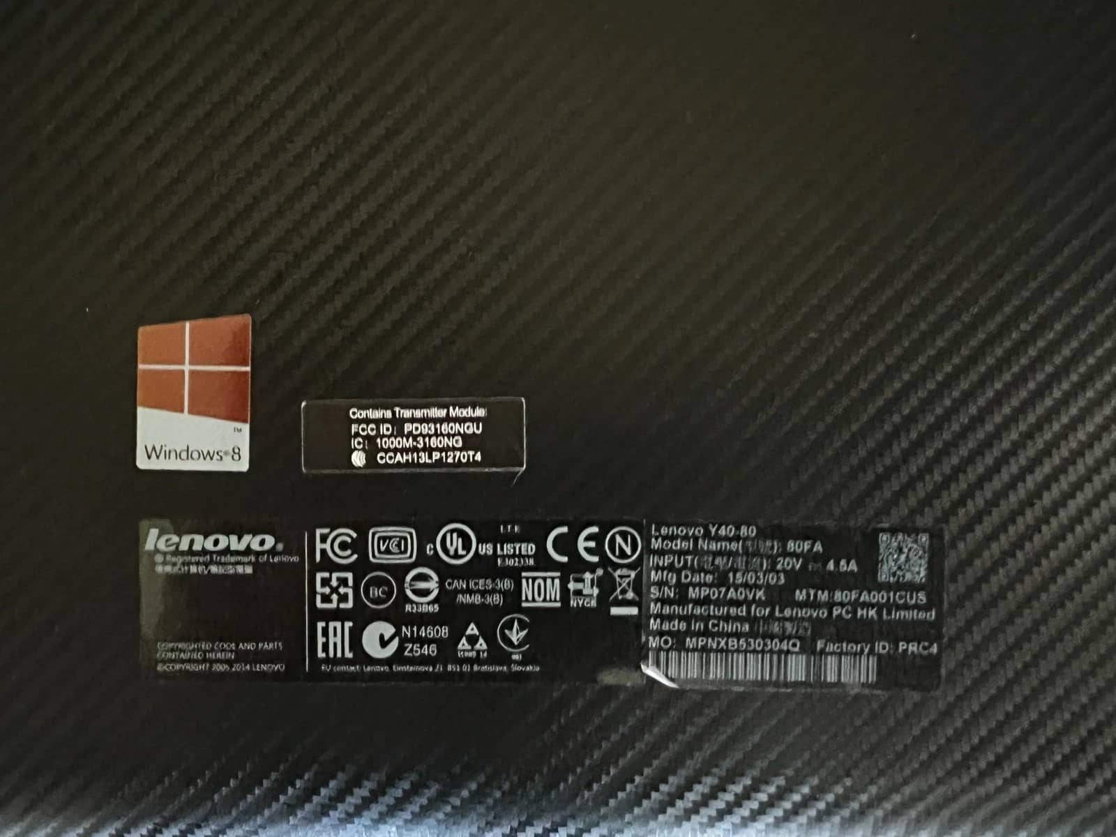 Lenovo Y40-80 Computers New