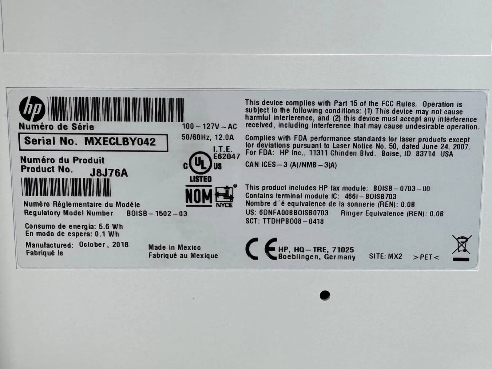 HP M633fh Printers Used - Good