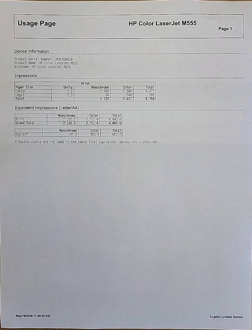 HP m555 Printers Used - Good
