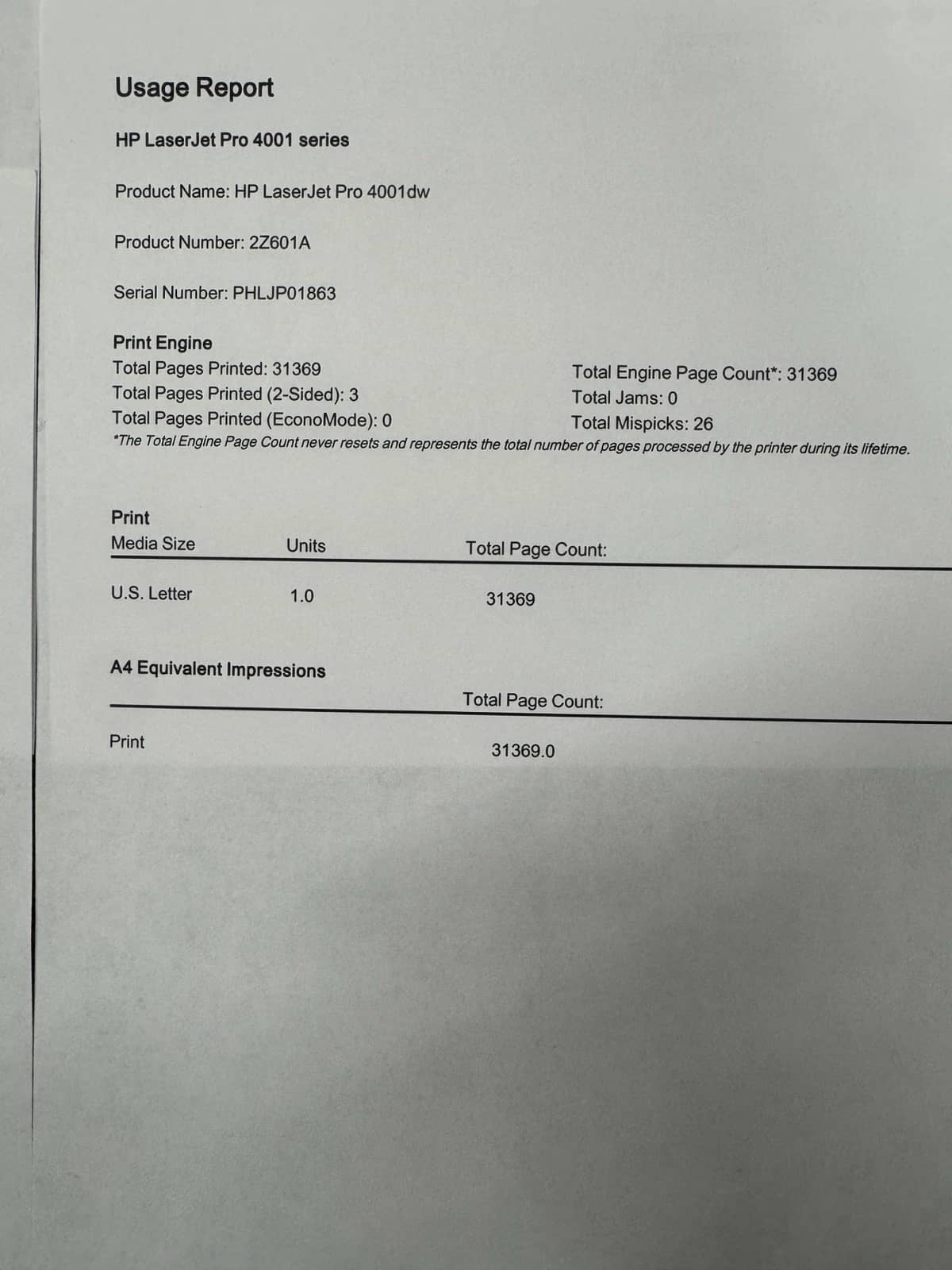 HP 4001n Printers Used - Good