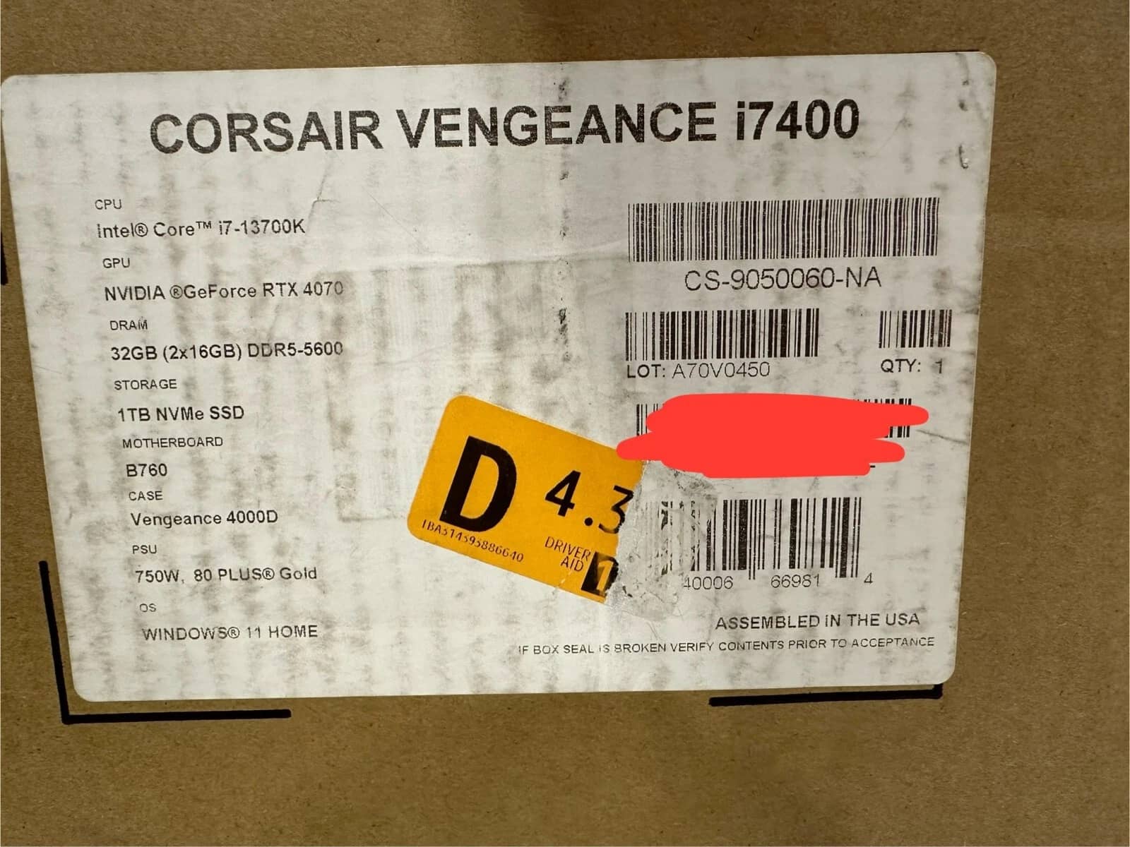 Corsair VENGEANCE i7400 Computers Used - Good