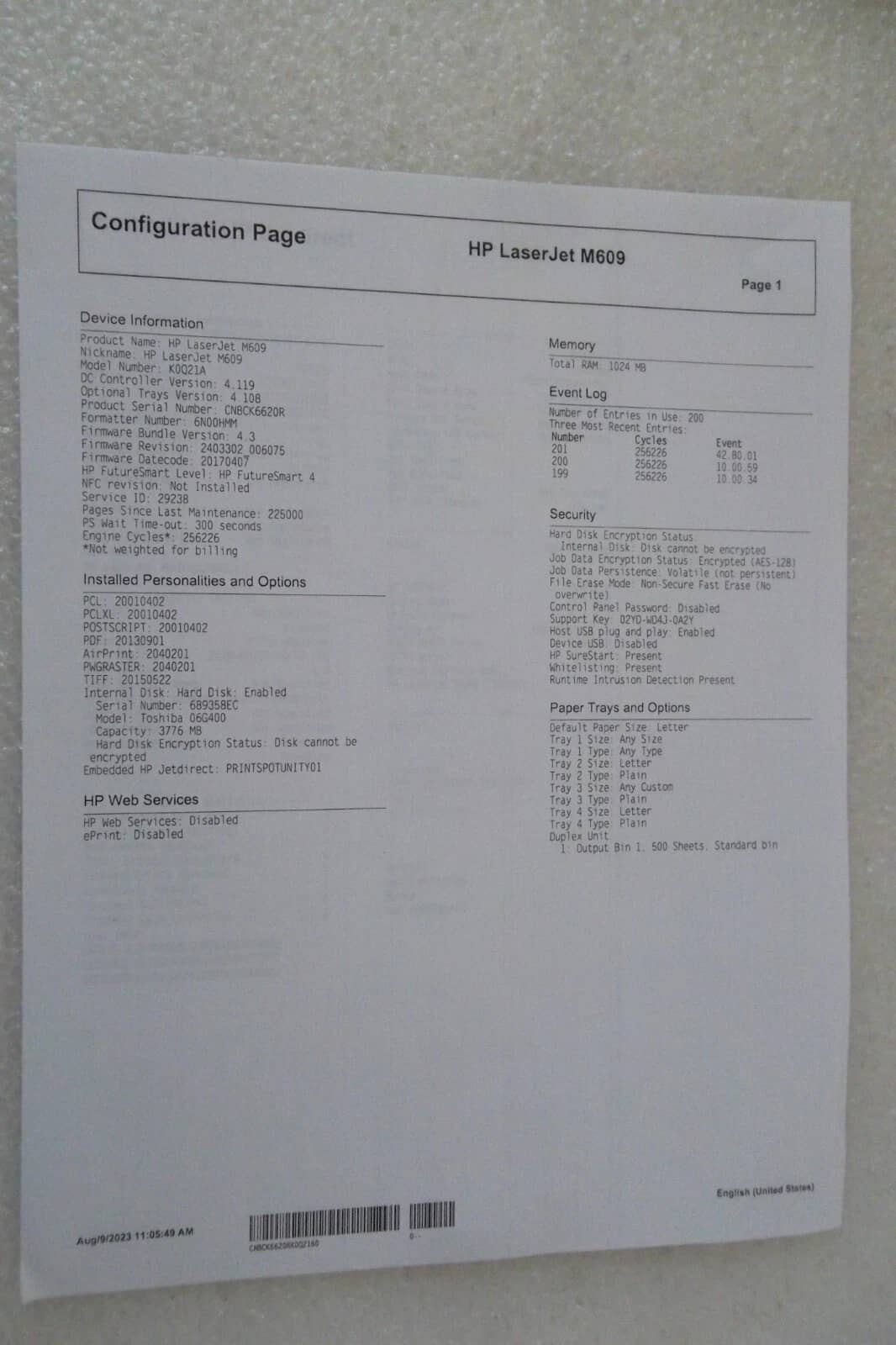 HP M609, M609dn Printers Used - Good
