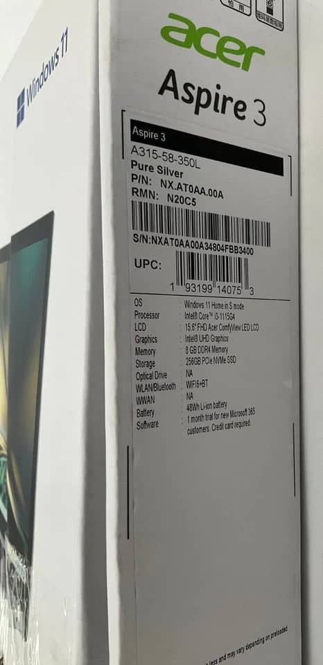 Acer A315-58-350L Computers New