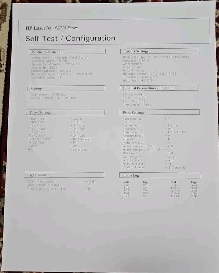 HP LaserJet P2015dn Printers Black Used - Good