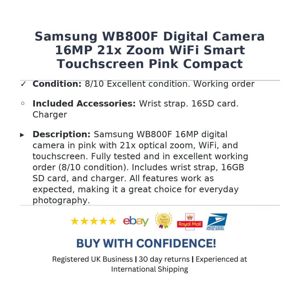 Samsung WB800F Digital Cameras White New Body Only