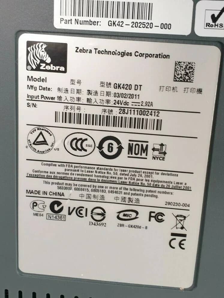 Zebra GK420 DT Printers Used - Good
