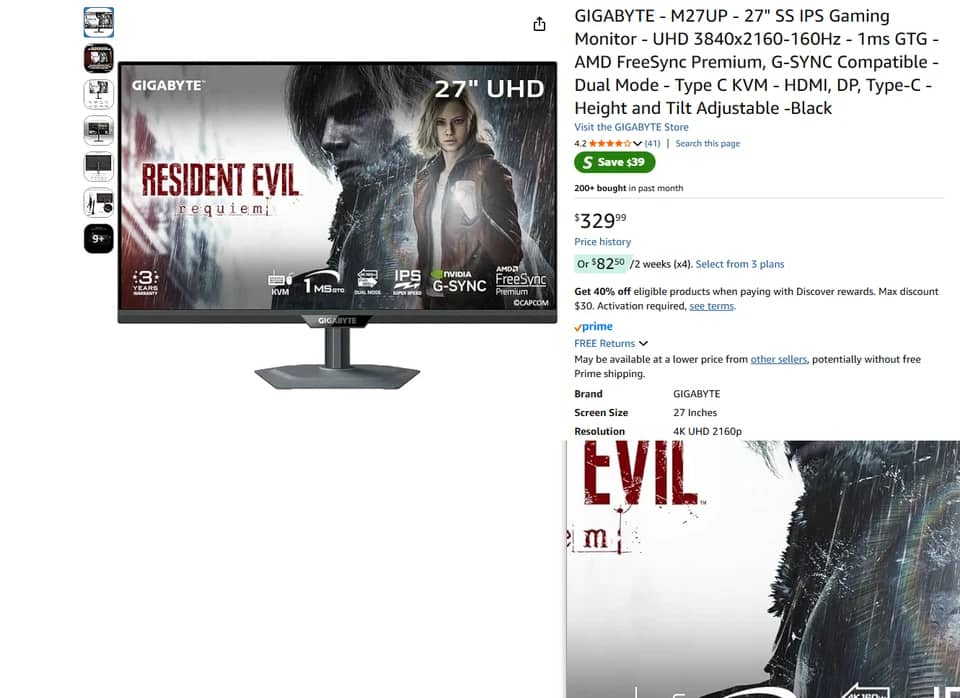 GIGABYTE M27UP SA Monitors New