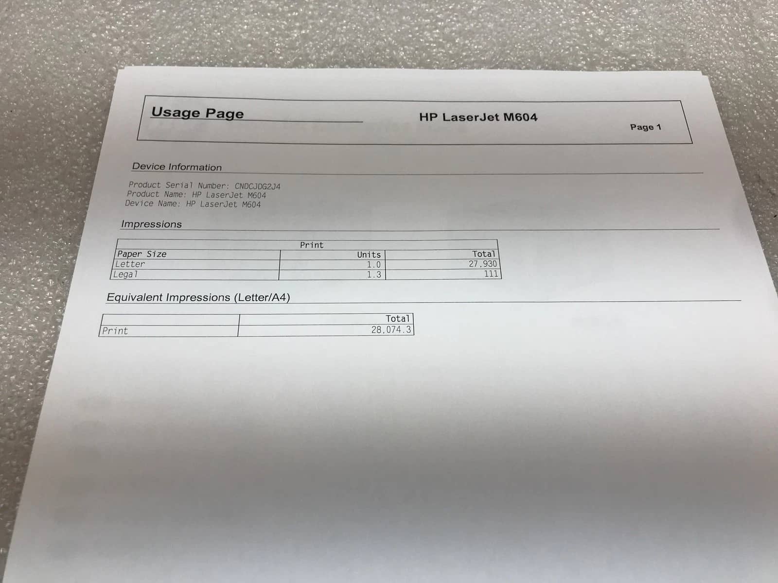 HP Laser Jet M604 Printers Used - Good